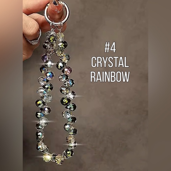 Crystal Beaded Phone Charm Lanyard with 3 attachments, 5 color choices-Pick One! - Picture 7 of 8